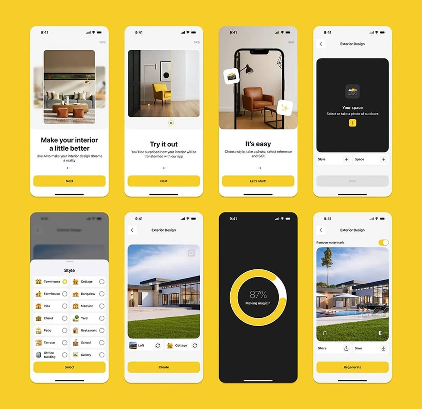 Экраны приложения Interior AI
